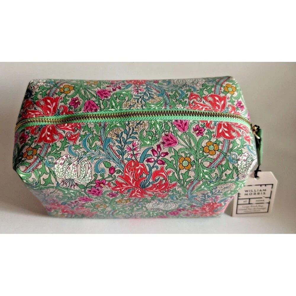 William Morris Make-up Toiletry Large Wash Bag Golden Lily Green 9x6 Travel